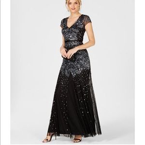 Adrianna papell capped sleeve gown